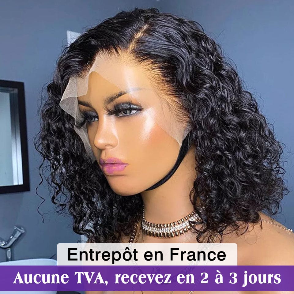 ailuxyhair-fr AILUXY 13x4 Lace Frontal Deep Wave Noir Bob Perruque 250% Densité 100% Cheveux Humains