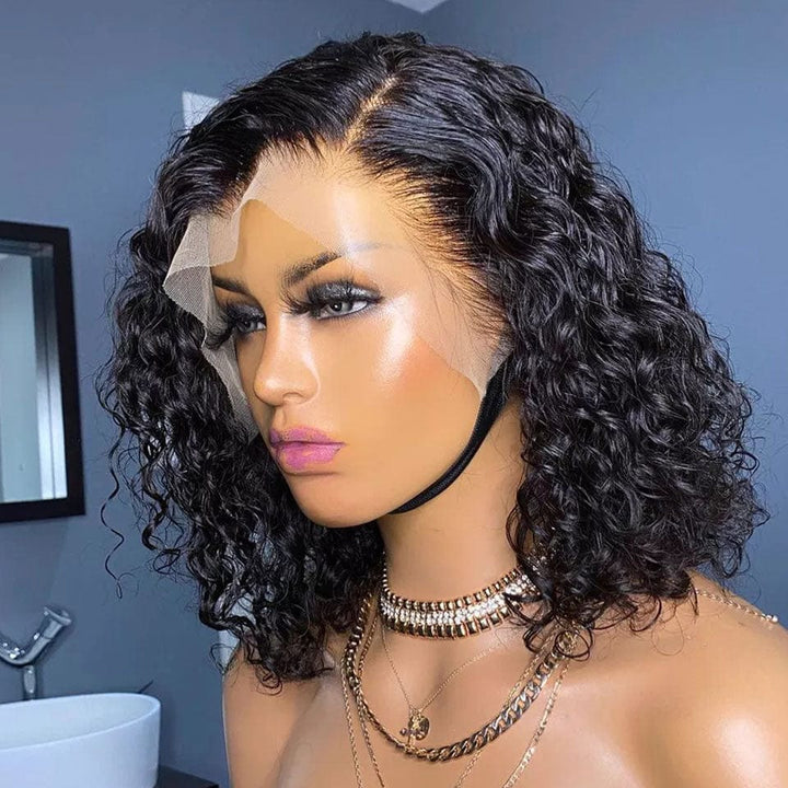 ailuxyhair-fr AILUXY 13x4 Lace Frontal Deep Wave Noir Bob Perruque 250% Densité 100% Cheveux Humains