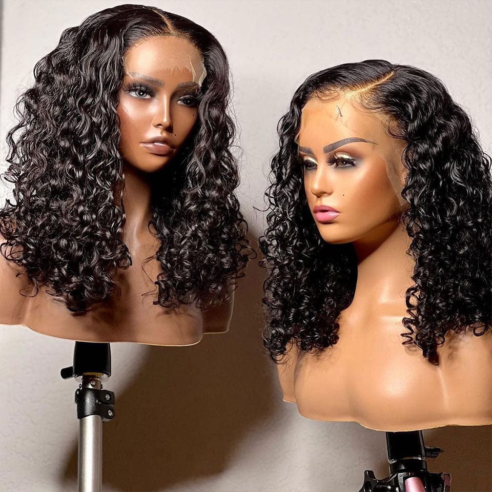 ailuxyhair-fr AILUXY 13x4 Lace Frontal Deep Wave Noir Bob Perruque 250% Densité 100% Cheveux Humains