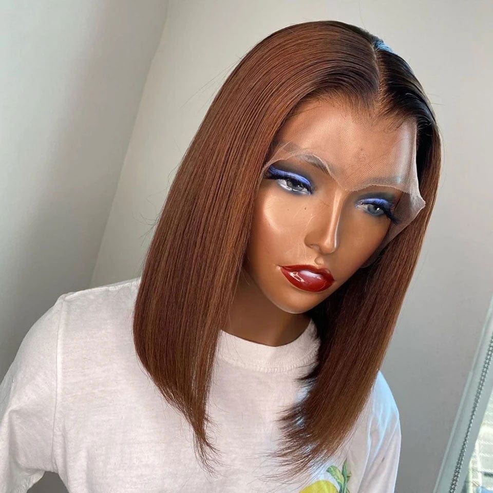 ailuxyhair-fr AILUXY 13x4 Lace Frontal Lisse Chocolat Brun 1B30 Bob Perruque 100% Cheveux Humains