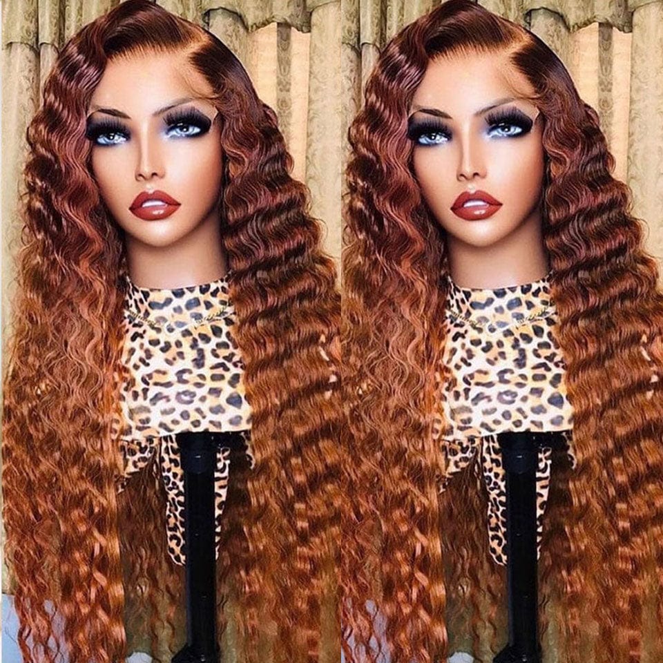 ailuxyhair-fr AILUXY 13x4 Lace Frontal Naturelle Wave Marron #4#30 Longue Perruque 100% Cheveux Humains