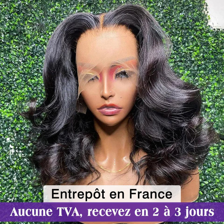 ailuxyhair-fr AILUXY 13x4 Lace Frontal Perruque Courte Body Wave Bob Perruque Couleur Naturelle 250% densité 100% cheveux humains