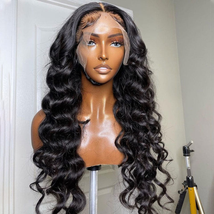 ailuxyhair-fr AILUXY 13x4 Lace Frontal Perruque Loose Wave Longue Noir 200% Densité 100% Cheveux Humains
