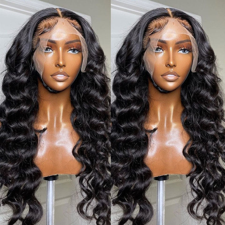 ailuxyhair-fr AILUXY 13x4 Lace Frontal Perruque Loose Wave Longue Noir 200% Densité 100% Cheveux Humains