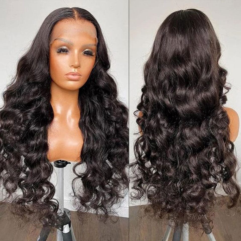 ailuxyhair-fr AILUXY 13x4 Lace Frontal Perruque Loose Wave Longue Noir 250% Densité 100% Cheveux Humains