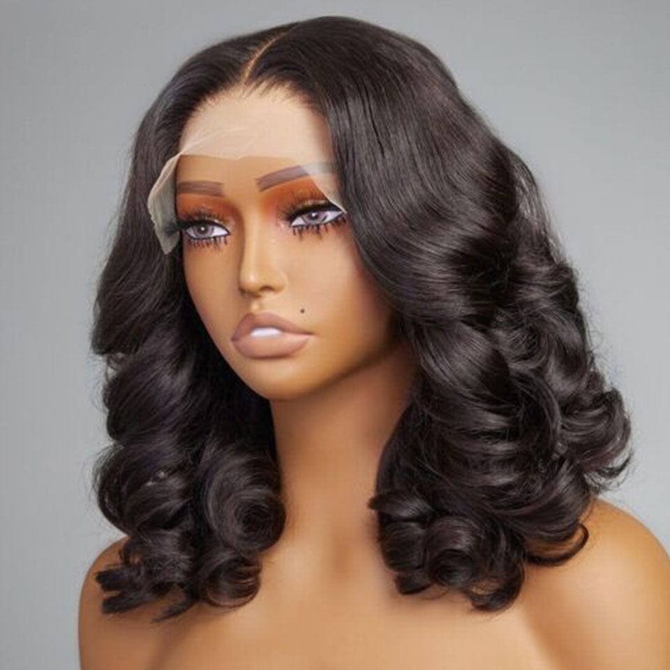 ailuxyhair-fr AILUXY 13x4 Lace Frontal Perruque Loose Wave Noir Courte Bob Perruque 250% Densité 100% Cheveux Humains