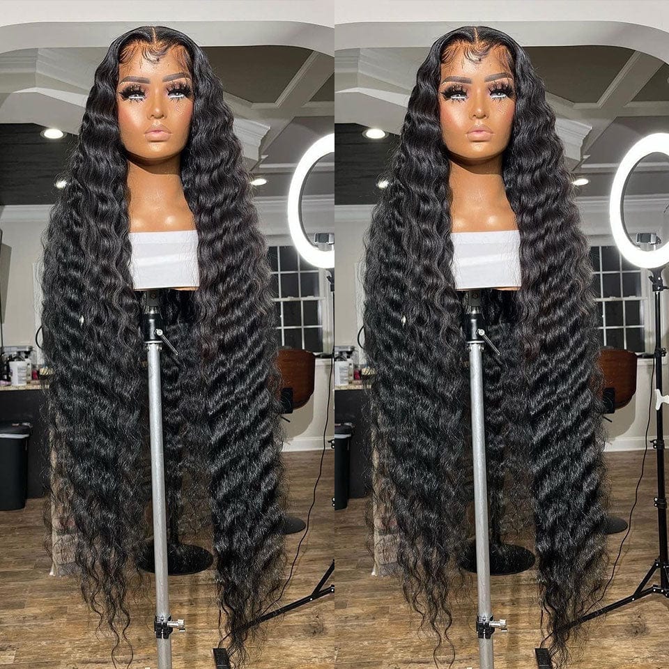 ailuxyhair-fr AILUXY 13x4 Lace Frontal Perruque Natural Wave Longue Noir Perruque 200% Densité