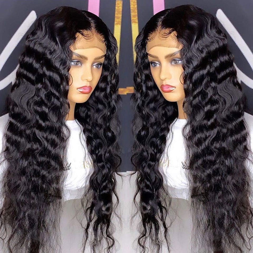 ailuxyhair-fr AILUXY 13x4 Lace Frontal Perruque Natural Wave Longue Noir Perruque 200% Densité