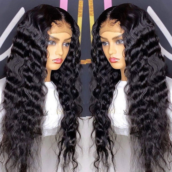 ailuxyhair-fr AILUXY 13x4 Lace Frontal Perruque Natural Wave Longue Noir Perruque 200% Densité