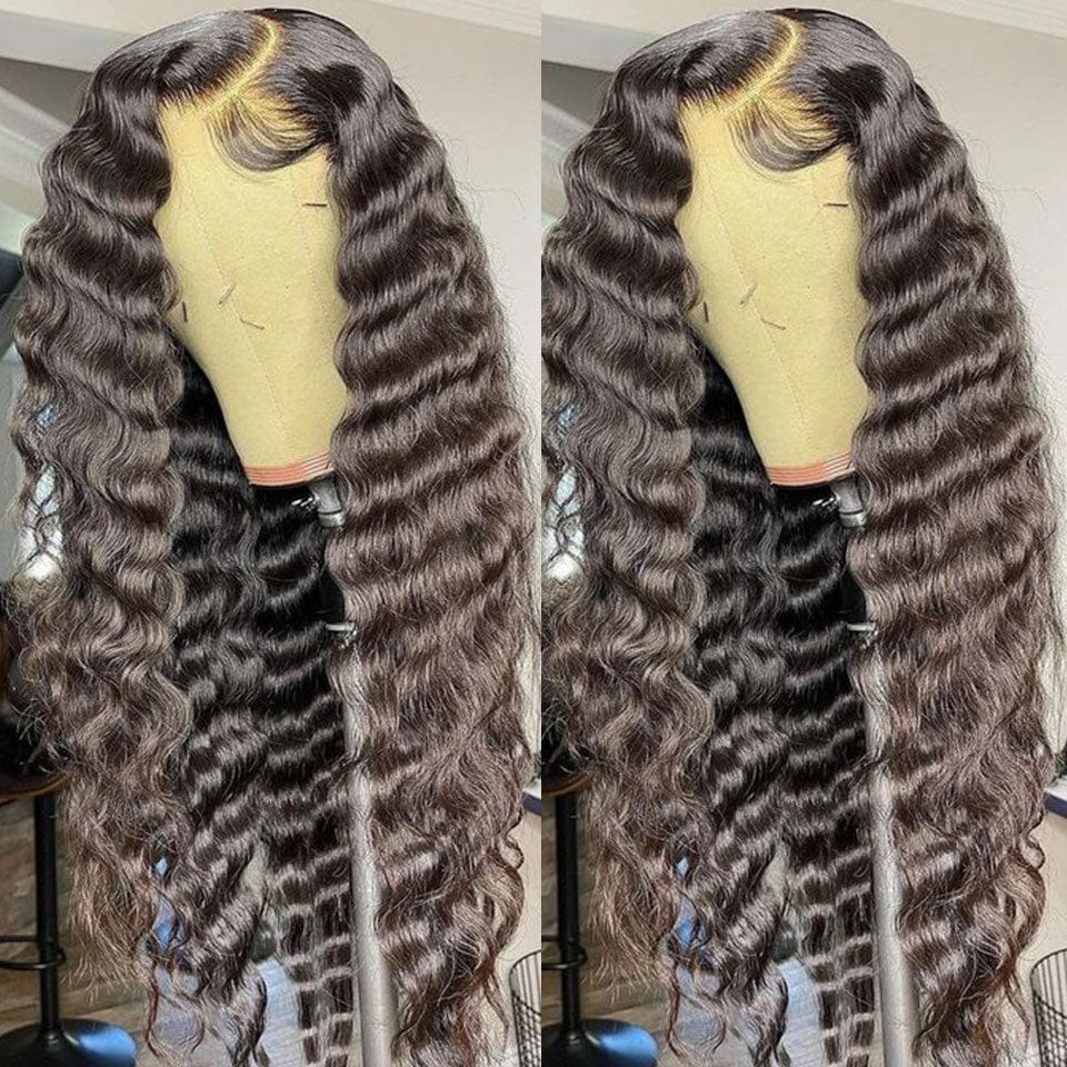 ailuxyhair-fr AILUXY 13x4 Lace Frontal Perruque Natural Wave Longue Noir Perruque 250% Densité 100% Cheveux Humains