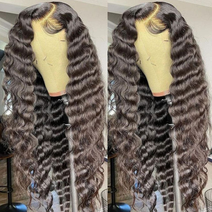 ailuxyhair-fr AILUXY 13x4 Lace Frontal Perruque Natural Wave Longue Noir Perruque 250% Densité 100% Cheveux Humains