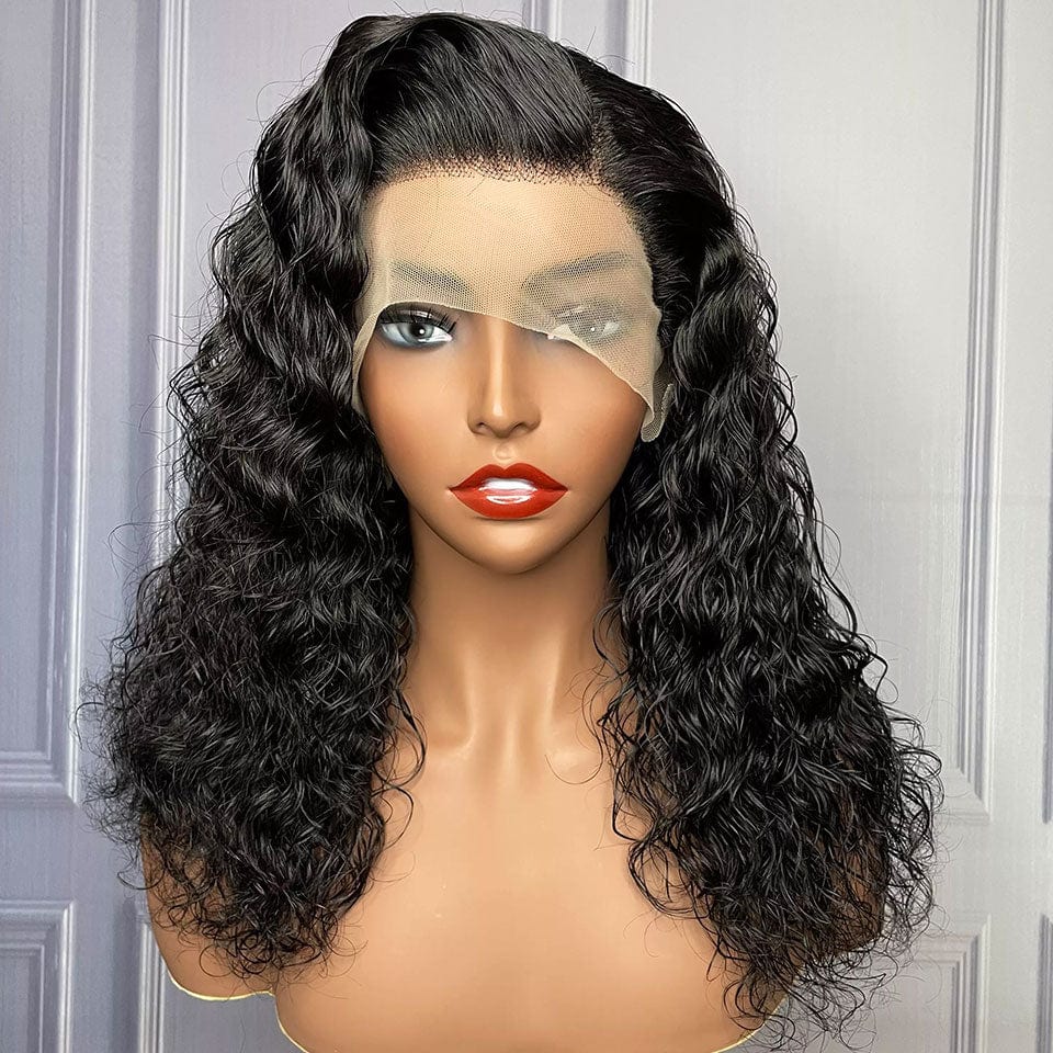 ailuxyhair-fr AILUXY 13x4 Lace Frontal Perruque Water Wave Courte Couleur Naturelle 250% densité