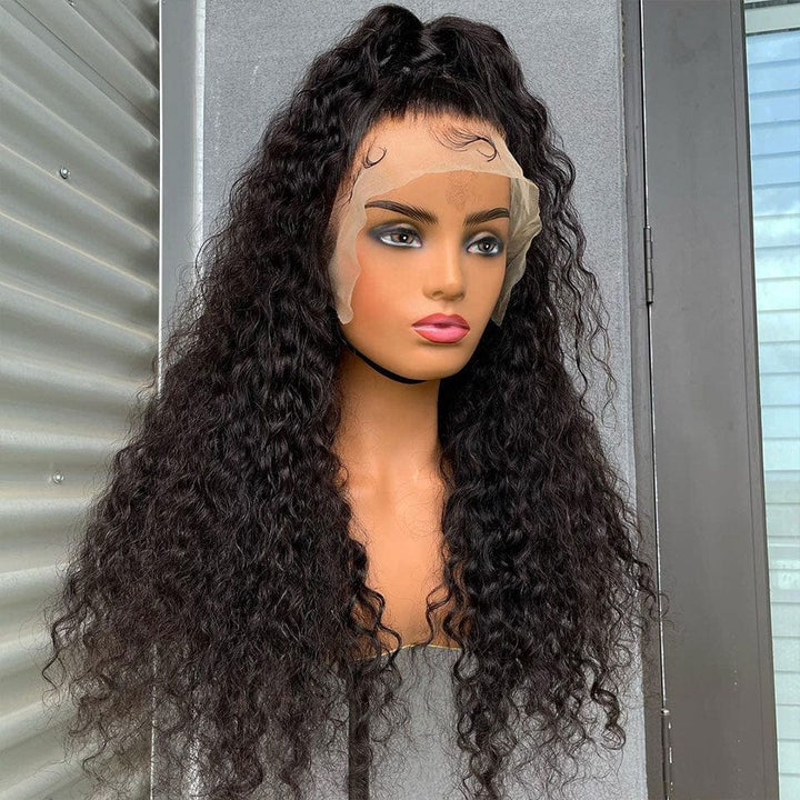 ailuxyhair-fr AILUXY 13x4 Lace Frontal Perruque Water Wave Longue Noir 200% Densité 100% Cheveux Humains