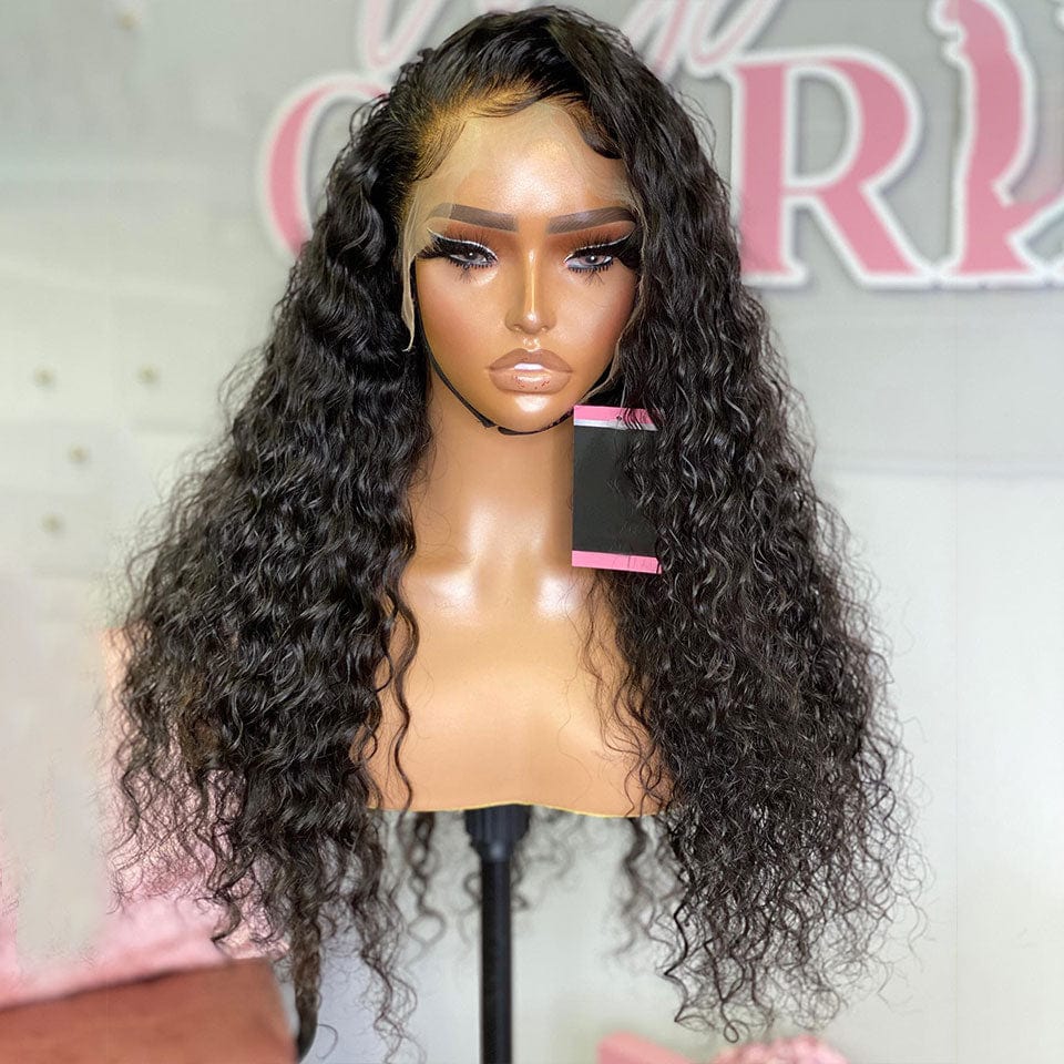 ailuxyhair-fr AILUXY 13x4 Lace Frontal Perruque Water Wave Longue Noir 200% Densité 100% Cheveux Humains