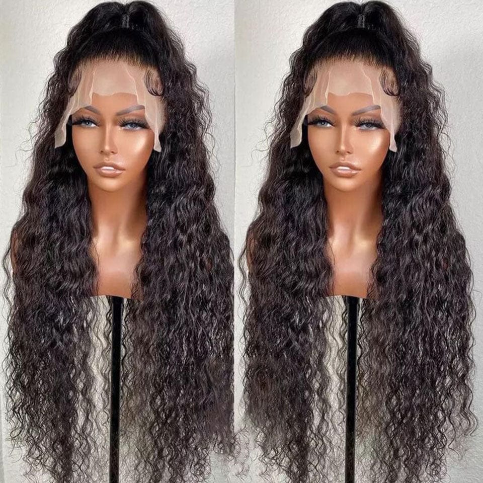 ailuxyhair-fr AILUXY 13x4 Lace Frontal Perruque Water Wave Longue Noir 250% Densité 100% Cheveux Humains