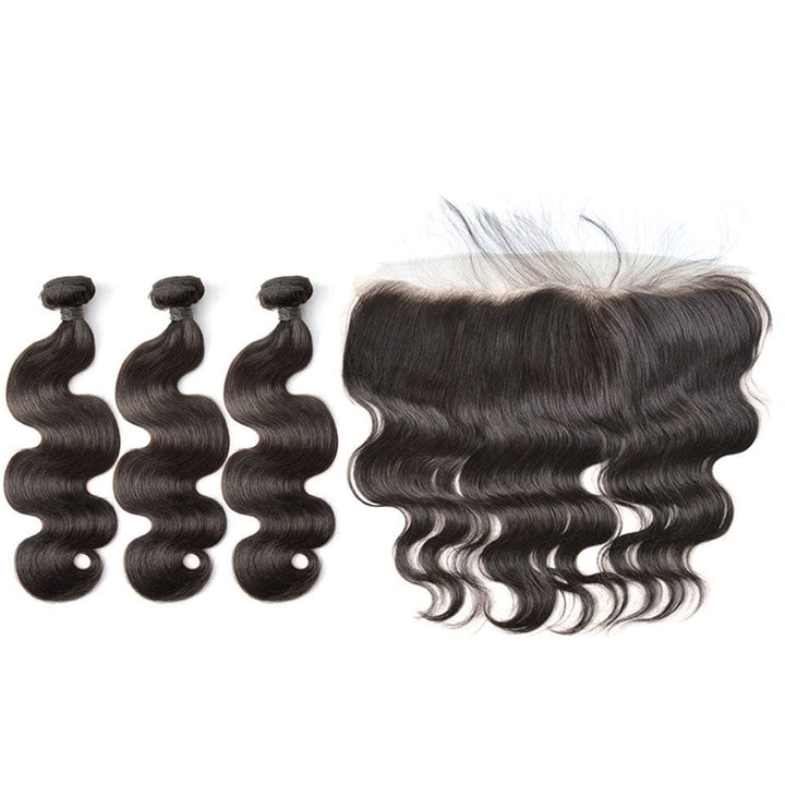 ailuxyhair-fr AILUXY 3 Paquets Avec 13x4 Lace Frontal Body Wave Couleur Naturelle