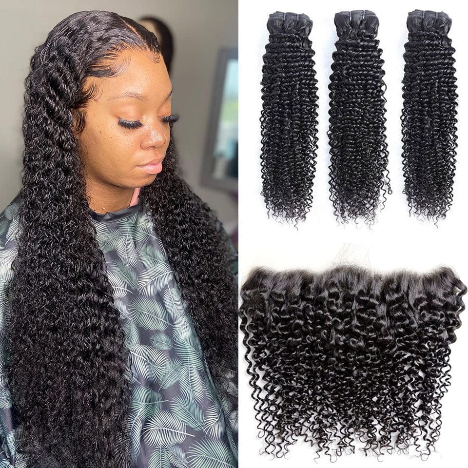 ailuxyhair-fr AILUXY 3 Paquets Avec 13x4 Lace Frontal Bouclé Couleur Naturelle