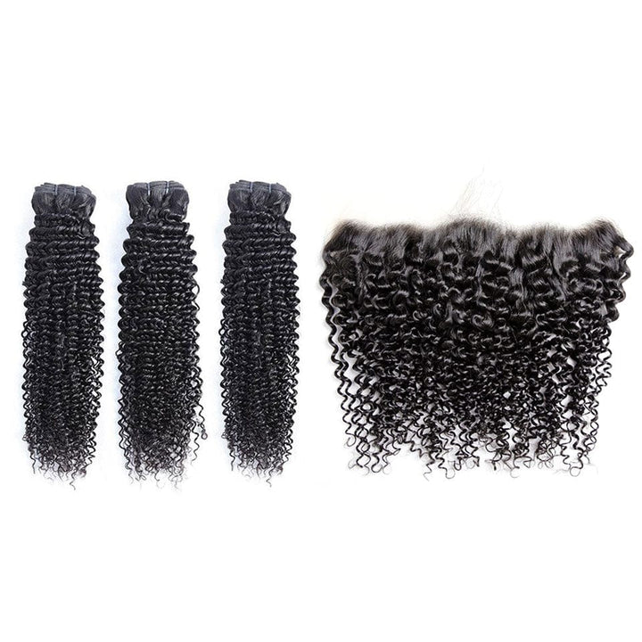 ailuxyhair-fr AILUXY 3 Paquets Avec 13x4 Lace Frontal Bouclé Couleur Naturelle