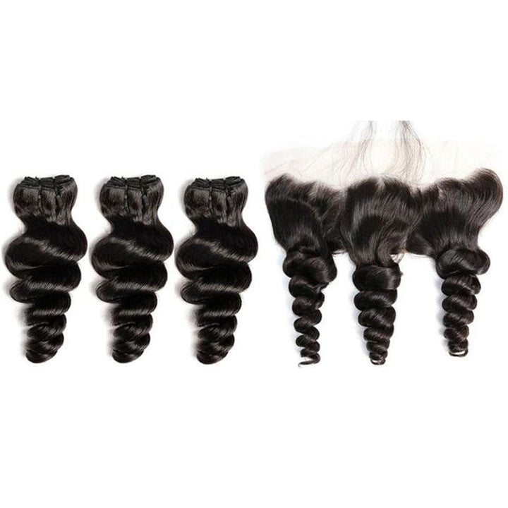 ailuxyhair-fr AILUXY 3 Paquets Avec 13x4 Lace Frontal Loose Wave Couleur Naturelle