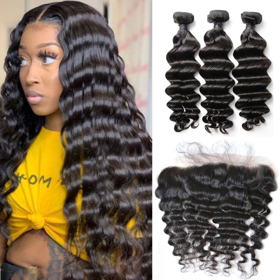 ailuxyhair-fr AILUXY 3 Paquets Avec 13x4 Lace Frontal Natural Wave Couleur Naturelle