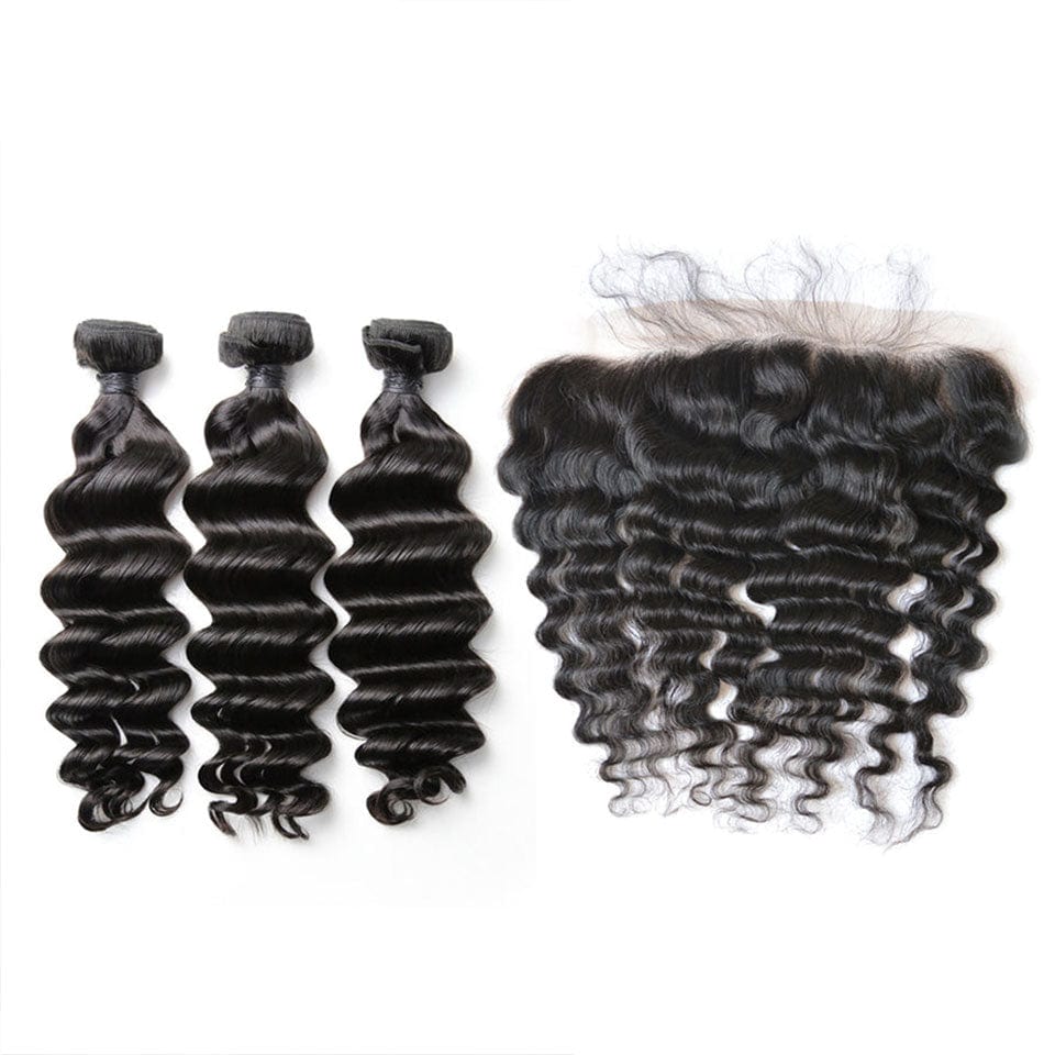 ailuxyhair-fr AILUXY 3 Paquets Avec 13x4 Lace Frontal Natural Wave Couleur Naturelle