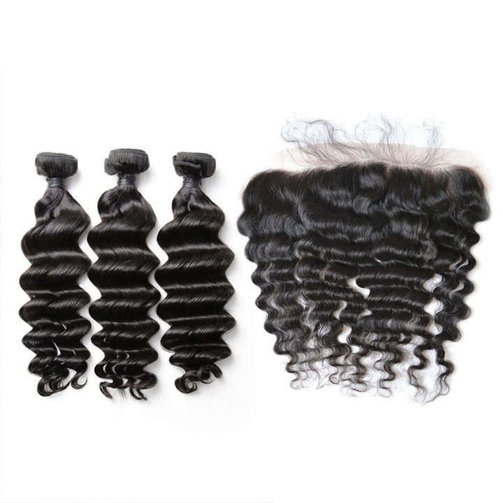 ailuxyhair-fr AILUXY 3 Paquets Avec 13x4 Lace Frontal Natural Wave Couleur Naturelle