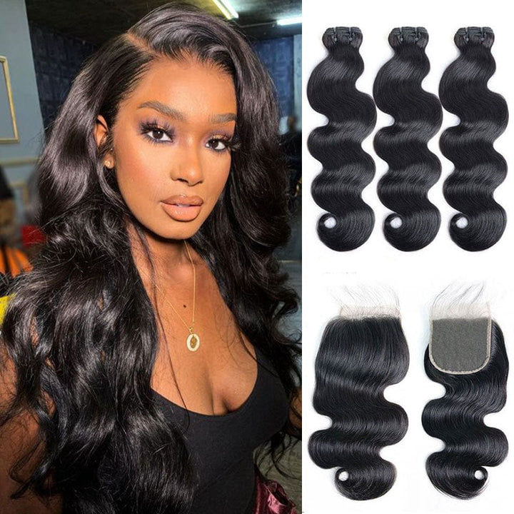 ailuxyhair-fr AILUXY 3 Paquets Avec 4x4 Lace Closure Body Wave Couleur Naturelle
