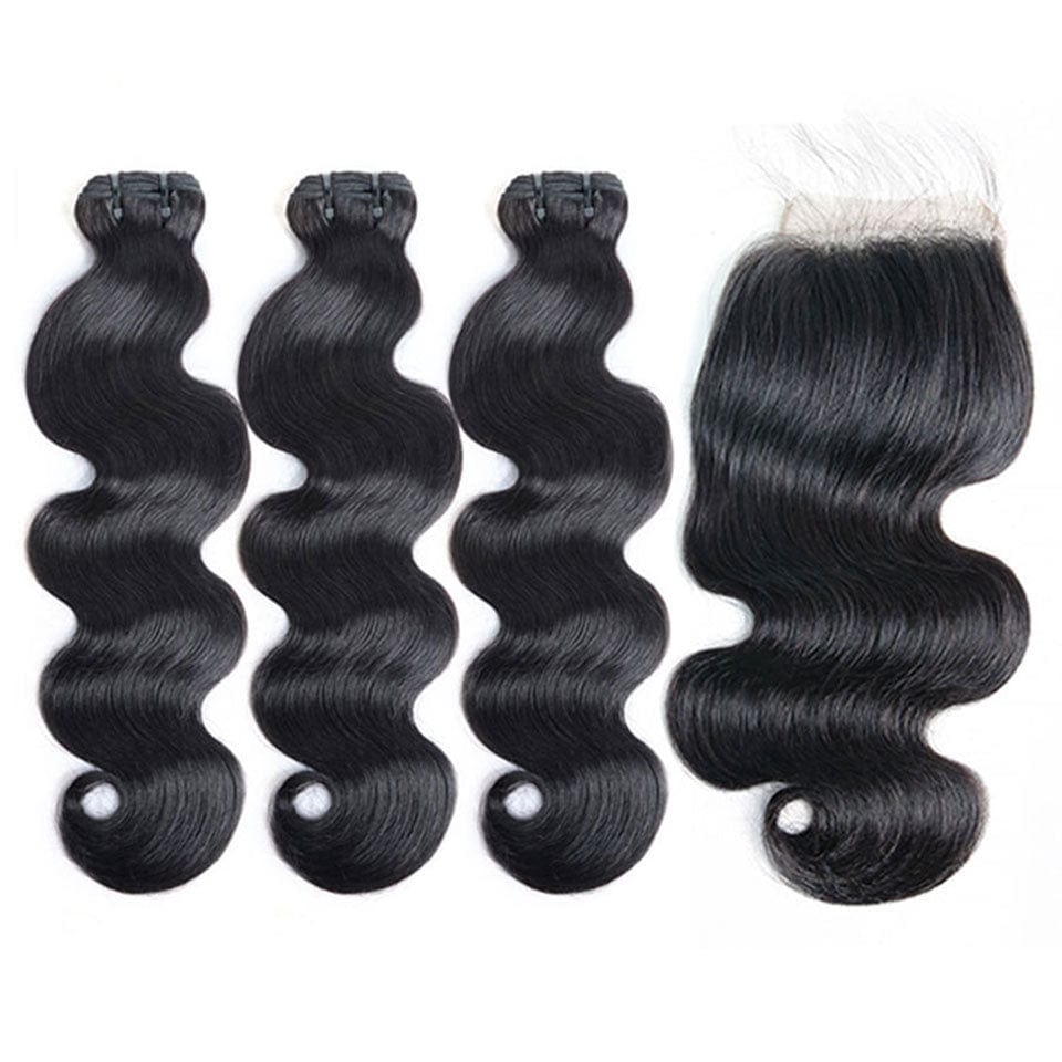 ailuxyhair-fr AILUXY 3 Paquets Avec 4x4 Lace Closure Body Wave Couleur Naturelle
