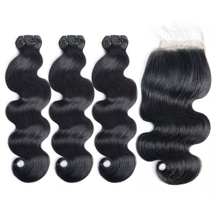 ailuxyhair-fr AILUXY 3 Paquets Avec 4x4 Lace Closure Body Wave Couleur Naturelle