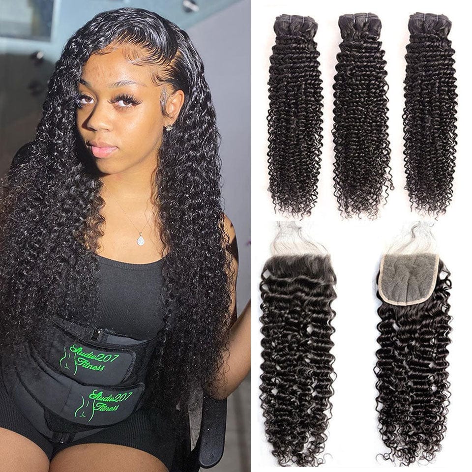 ailuxyhair-fr AILUXY 3 Paquets Avec 4x4 Lace Closure Bouclé Couleur Naturelle