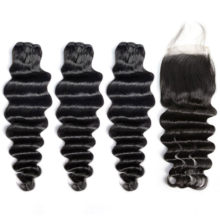 ailuxyhair-fr AILUXY 3 Paquets Avec 4x4 Lace Closure Natural Wave Couleur Naturelle