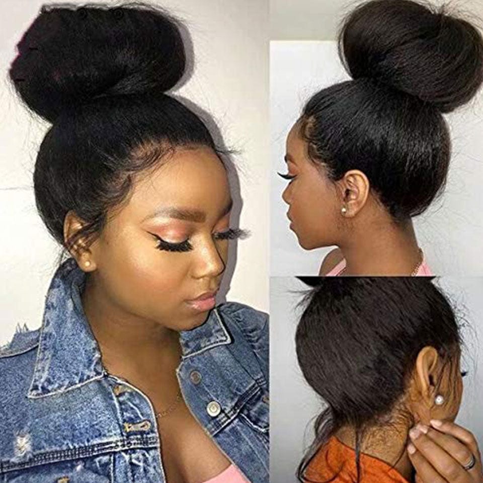 ailuxyhair-fr AILUXY 360 Lace Frontal Perruque Kinky Lisse Longue Couleur Naturelle 100% cheveux humains