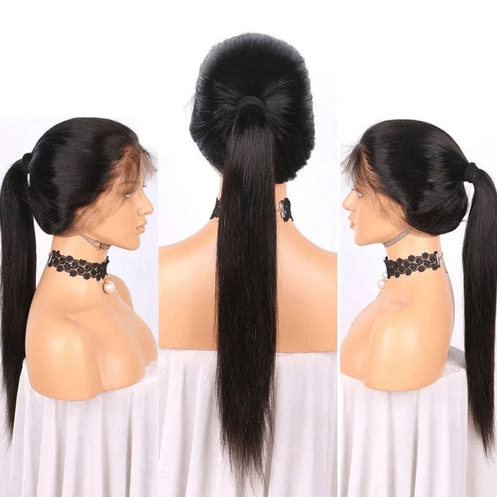 ailuxyhair-fr AILUXY 360 Lace Frontal Perruque Lisse Longue 200% densité Noir 100% cheveux humains