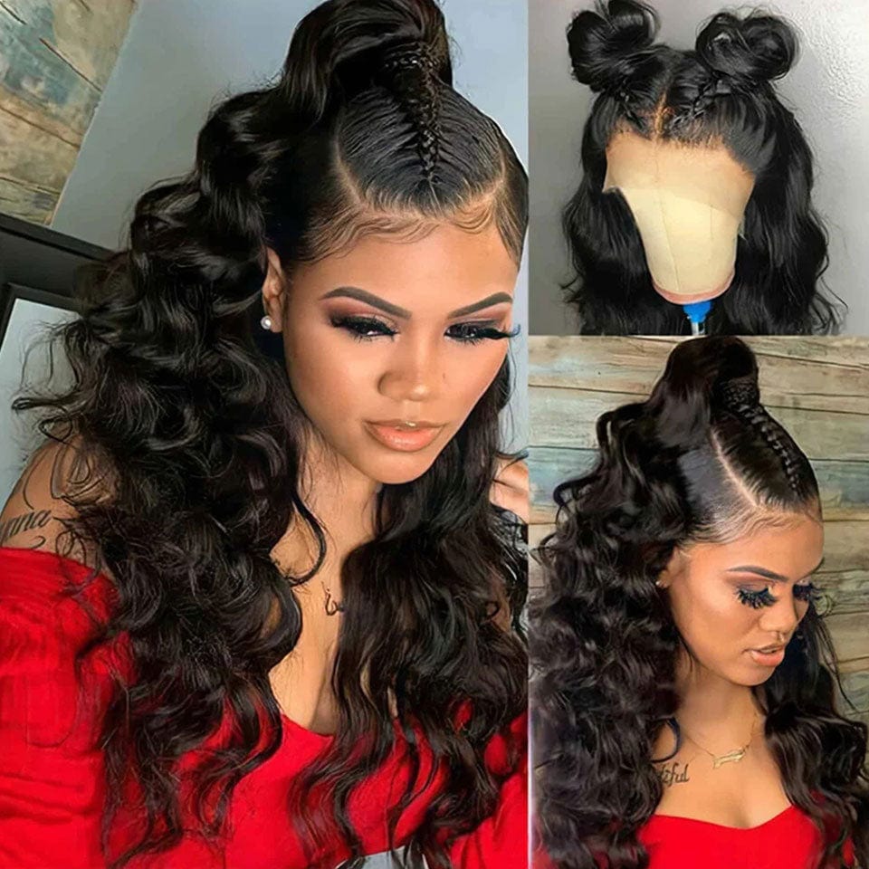 ailuxyhair-fr AILUXY 360 Lace Frontal Perruque Loose Wave Longue Noir 100% cheveux humains