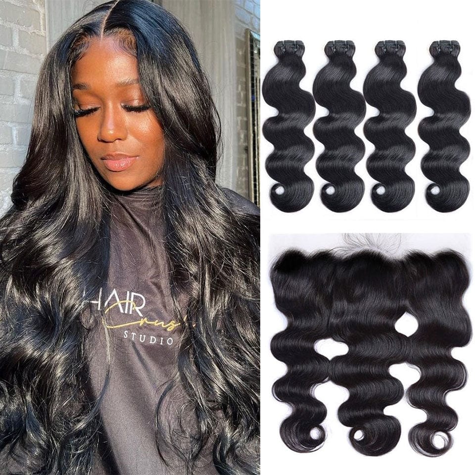 ailuxyhair-fr AILUXY 4 Paquets Avec 13*4 Lace Frontal Body Wave Couleur Naturelle
