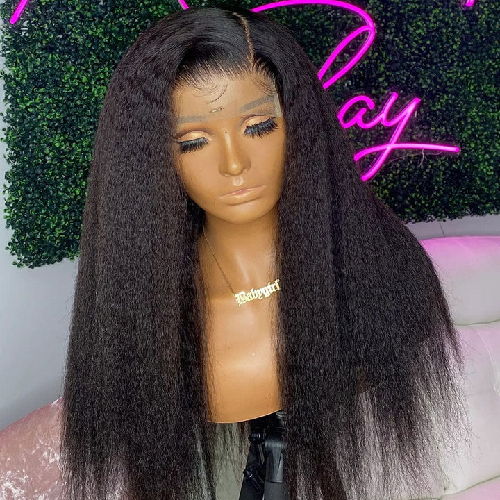 ailuxyhair-fr AILUXY 4x4 HD Lace Closure Perruque Kinky Lisse Longue Couleur naturelle 100% cheveux humains