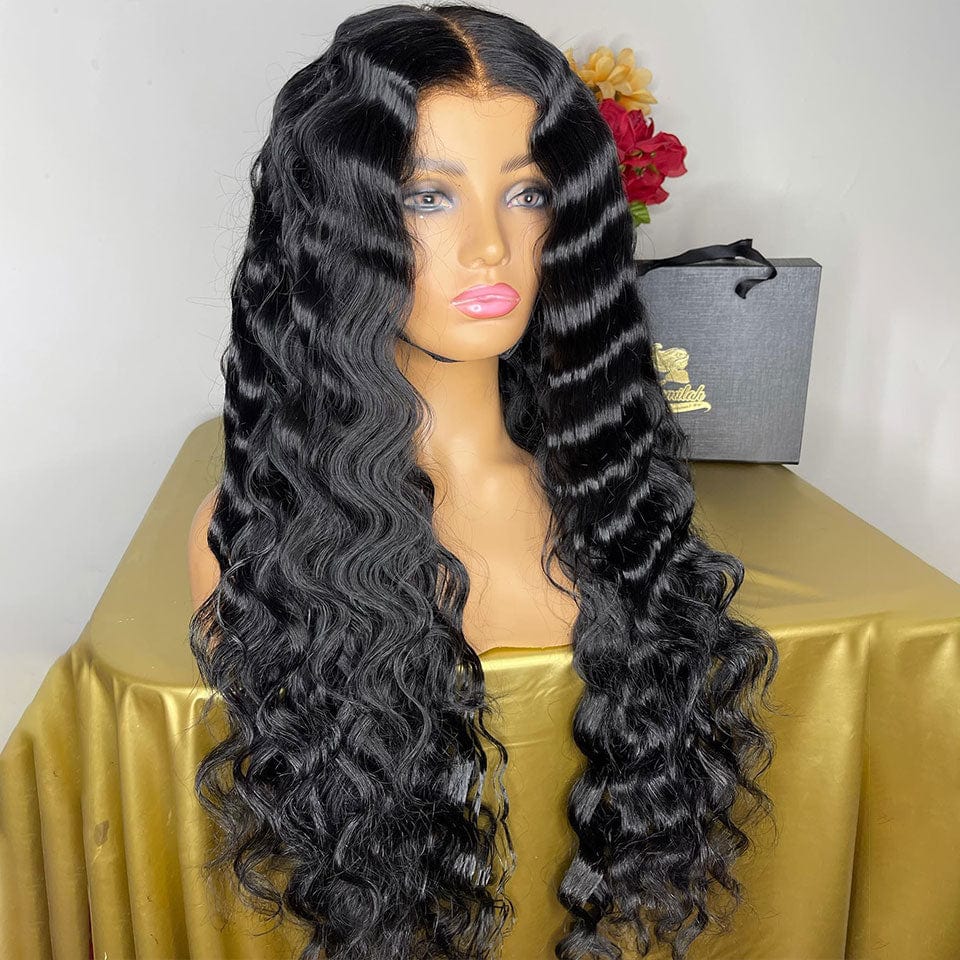 ailuxyhair-fr AILUXY 4x4 HD Lace Closure Perruque Natural Wave Noir Longue 100% cheveux humains