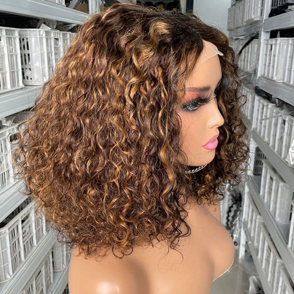 ailuxyhair-fr AILUXY 4x4 Lace Closure Bouclée Bob Perruque Couleur mixte 1B#4#27