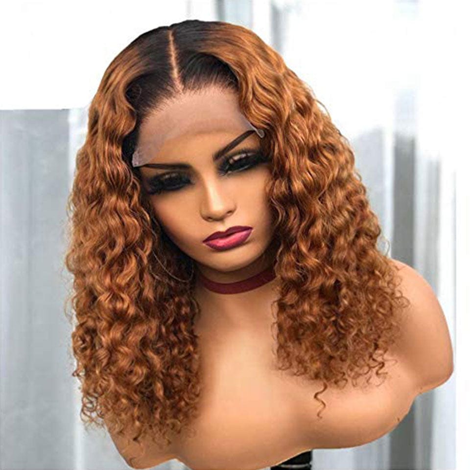 ailuxyhair-fr AILUXY 4x4 Lace Closure Chocolat Brun 1B/30 Deep Wave Courte Perruque 100% Cheveux Humains