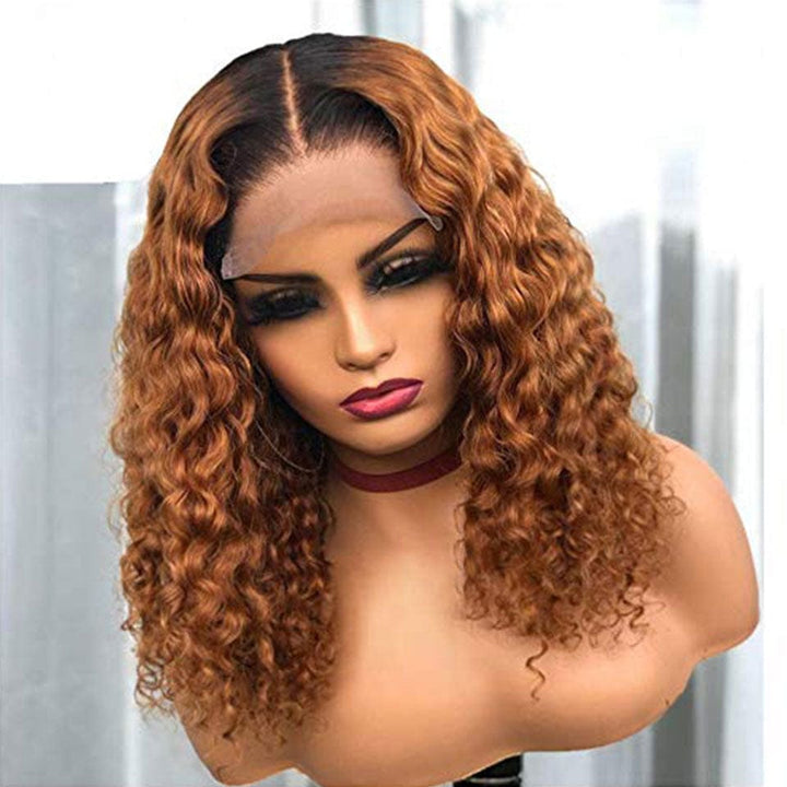 ailuxyhair-fr AILUXY 4x4 Lace Closure Chocolat Brun 1B/30 Deep Wave Courte Perruque 100% Cheveux Humains