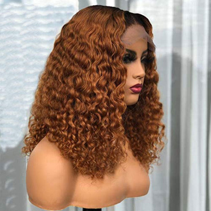 ailuxyhair-fr AILUXY 4x4 Lace Closure Chocolat Brun 1B/30 Deep Wave Courte Perruque 100% Cheveux Humains