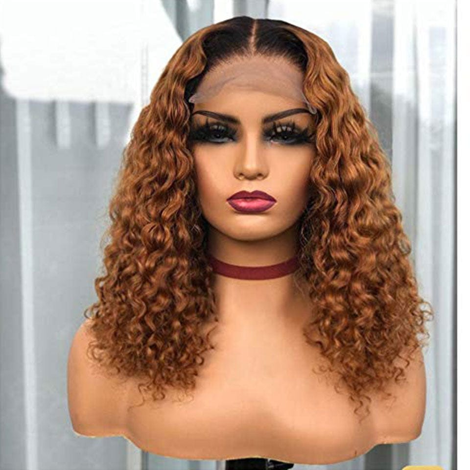 ailuxyhair-fr AILUXY 4x4 Lace Closure Chocolat Brun 1B/30 Deep Wave Courte Perruque 100% Cheveux Humains