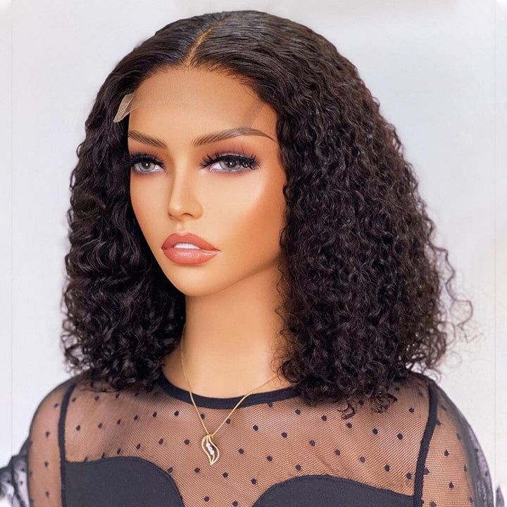 ailuxyhair-fr AILUXY 4x4 Lace Closure Perruque Boucleé Courte Bob Perruque Noir 250% densité 100% cheveux humains