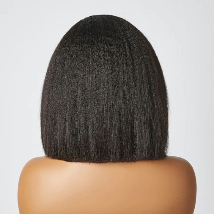 ailuxyhair-fr AILUXY 4x4 Lace Closure Perruque Kinky Lisse Courte Bob Perruque Couleur naturelle 250% densité 100% cheveux humains