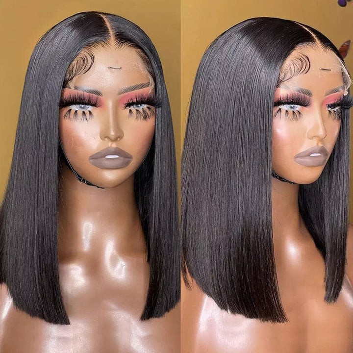 ailuxyhair-fr AILUXY 4x4 Lace Closure Perruque Lisse Bob Perruque Courte Noire 200% densité 100% cheveux humains