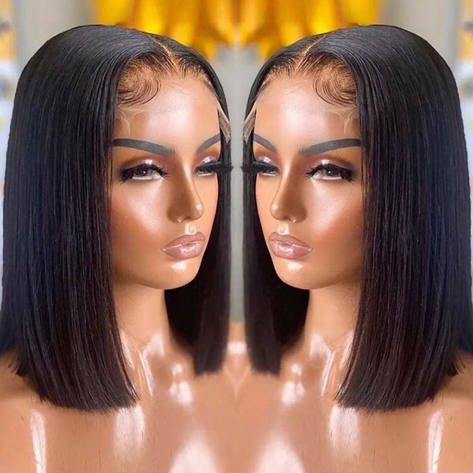 ailuxyhair-fr AILUXY 4x4 Lace Closure Perruque Lisse Bob Perruque Courte Noire 200% densité 100% cheveux humains