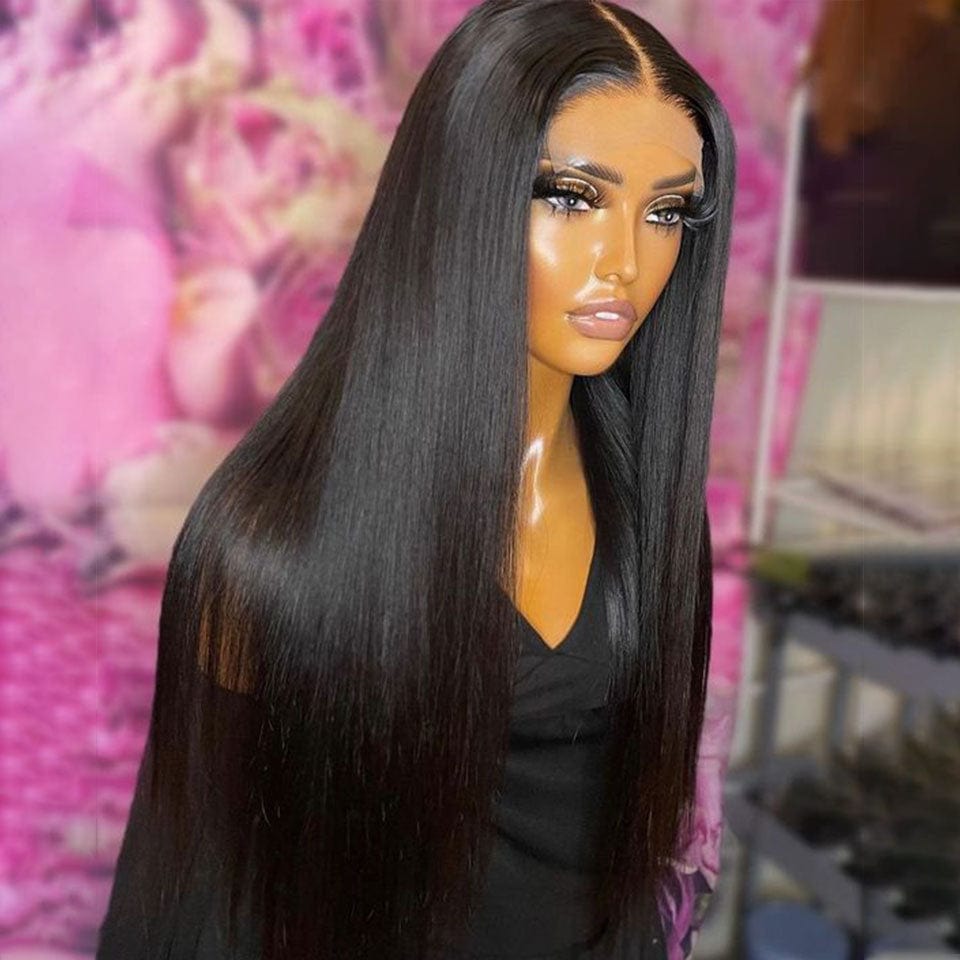 ailuxyhair-fr AILUXY 4x4 Lace Closure Perruque Longue Lisse Noir 100% Cheveux Humains