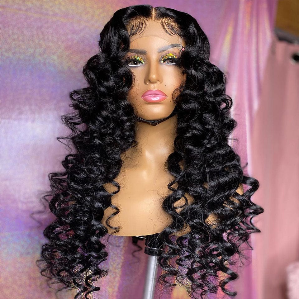 ailuxyhair-fr AILUXY 4x4 Lace Closure Perruque Loose Wave Longue Noir 250% densité 100% cheveux humains