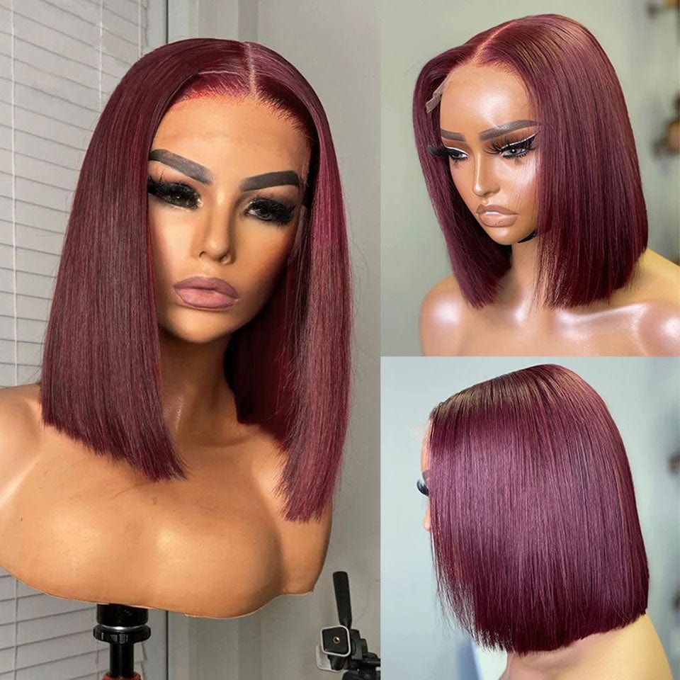ailuxyhair-fr AILUXY 99J Rouge Foncé 4x4 Lace Closure Lisse Bob Perruque