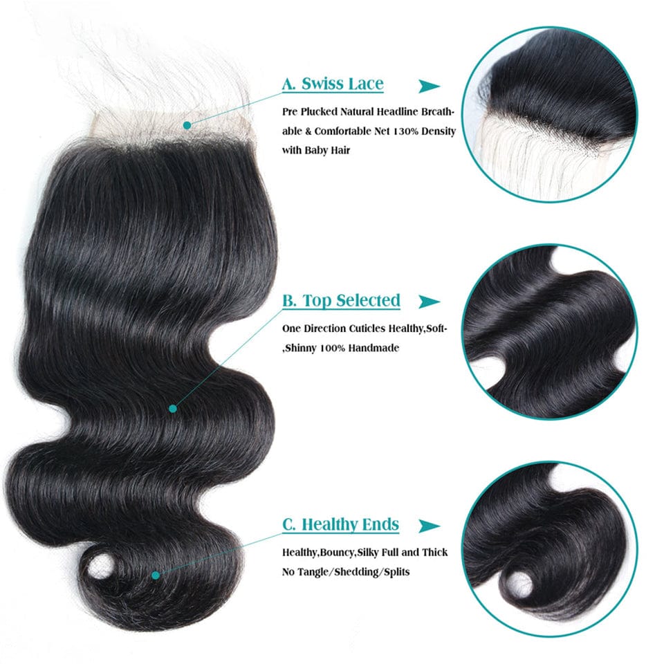 ailuxyhair-fr AILUXY Cheveux 4x4/5x5 HD Lace Closure Body Wave Dentelle Invisible 100% Cheveux Humains